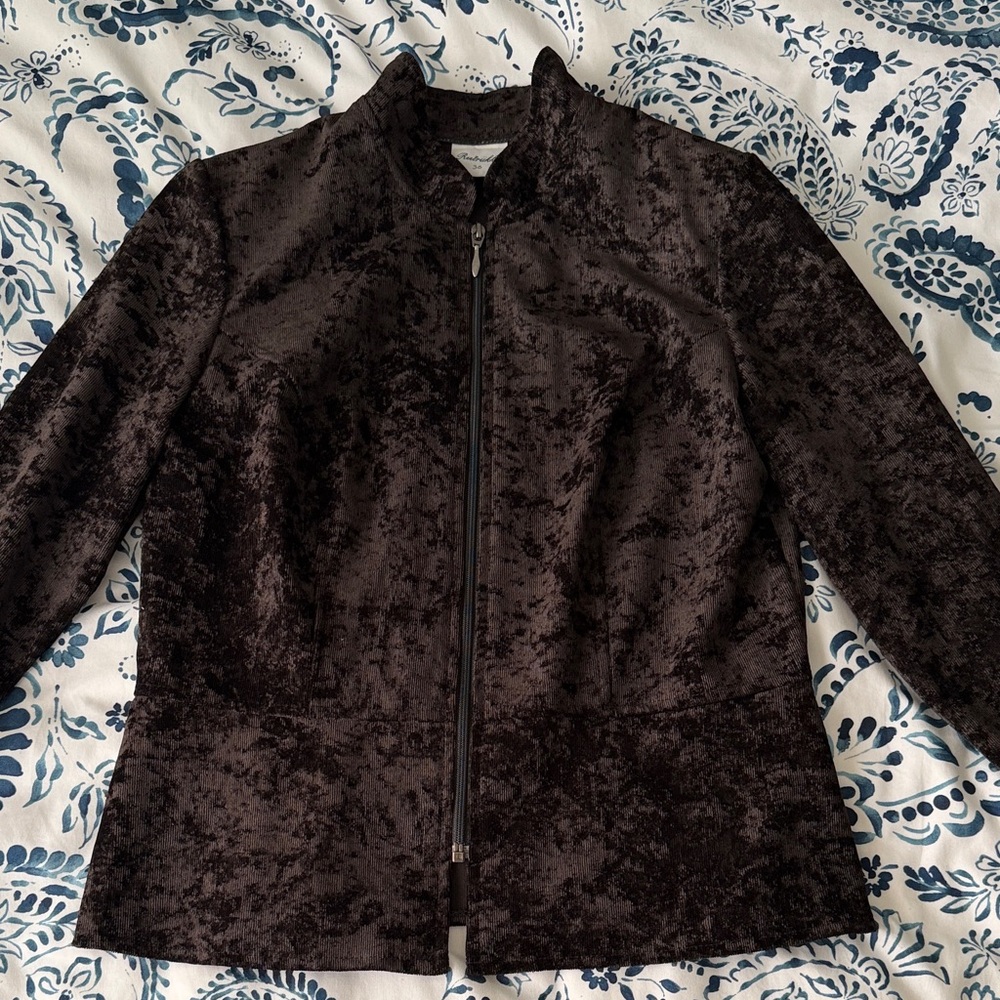 Women’s Dark Chocolate Velvet Zip-Front Jacket